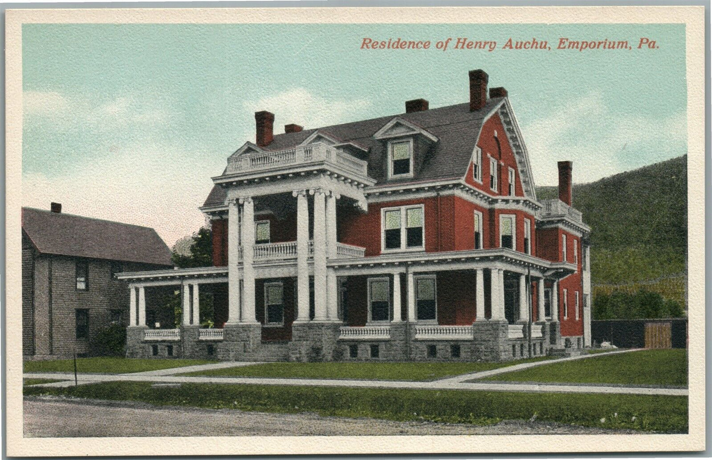 EMPORIUM PA RESIDENCE OF HENRY AUCHU ANTIQUE POSTCARD