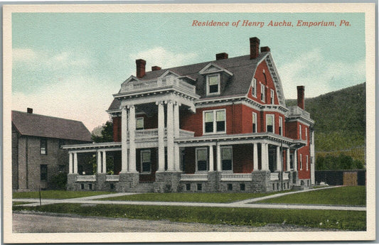 EMPORIUM PA RESIDENCE OF HENRY AUCHU ANTIQUE POSTCARD