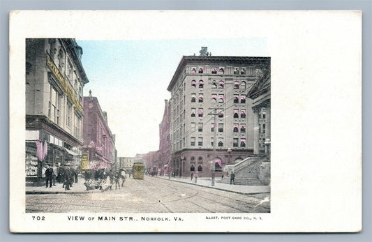 NORFOLK VA MAIN STREET UNDIVIDED ANTIQUE POSTCARD