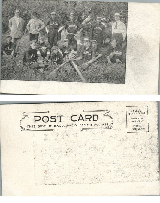 ANTIQUE UNDIVIDED POSTCARD BASEBALL TEAM CLINTON N.J.