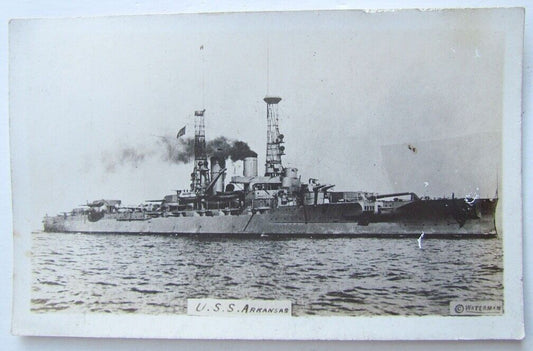 ANTIQUE RPPC REAL PHOTO POSTCARD USS ARKANSAS SHIP