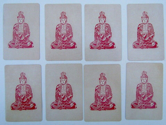 GROUP OF 8 VINTAGE CHINESE PLAYING CARDS w / BUDDHA BACK