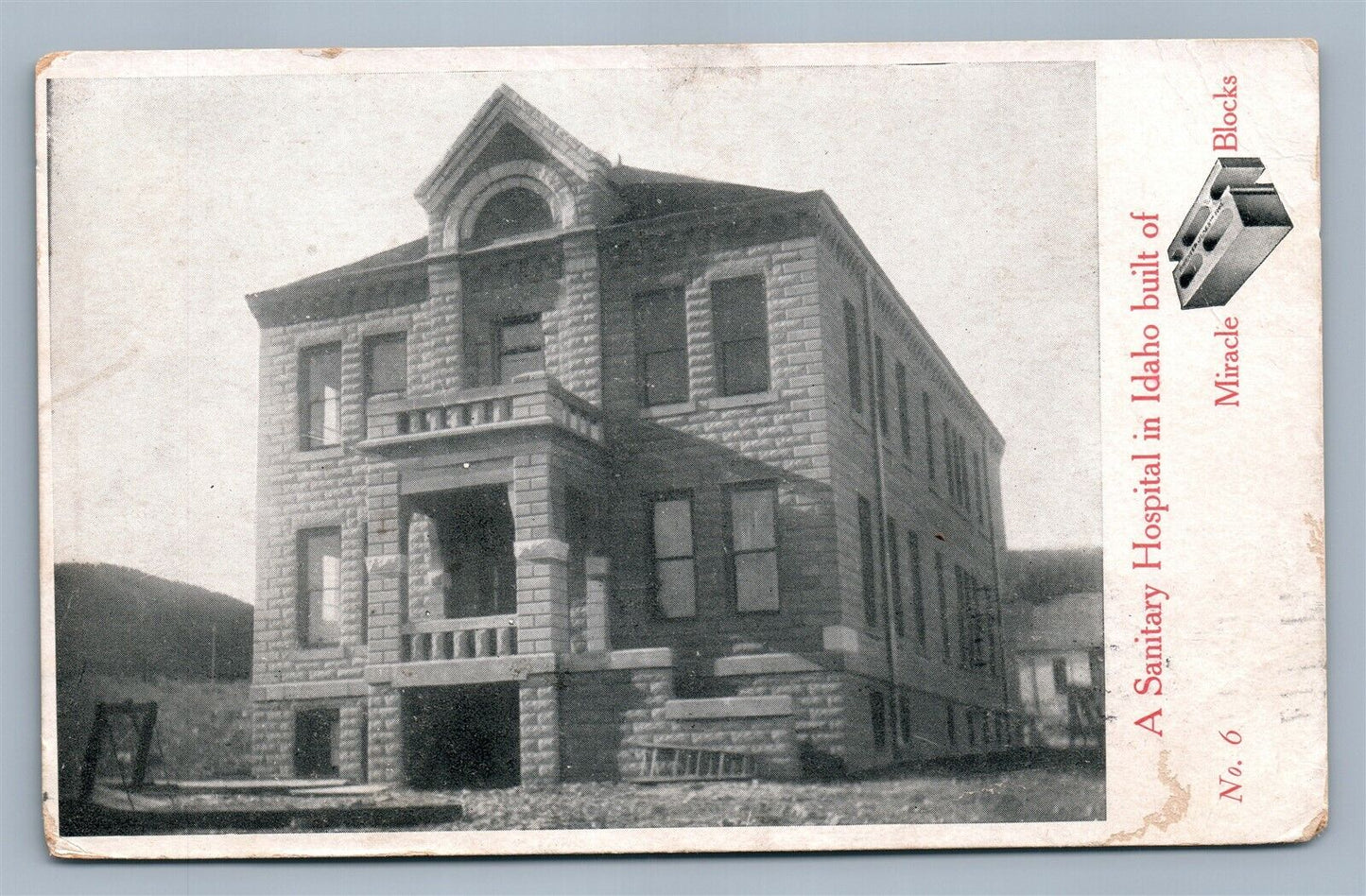 IDAHO SANITARY HOSPITAL MIRACLE BLOCKS ADVERTISING ANTIQUE POSTCARD