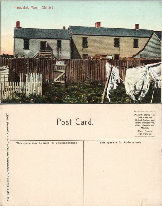 NANTUCKET MA OLD JAIL ANTIQUE POSTCARD