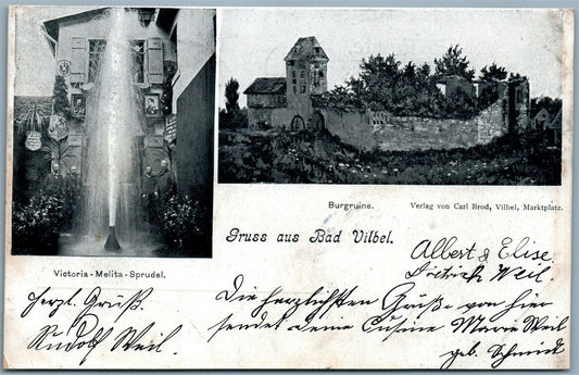 GRUSS AUS BAD UILBEL GERMANY UNDIVIDED 1907 ANTIQUE POSTCARD w/ STAMPS