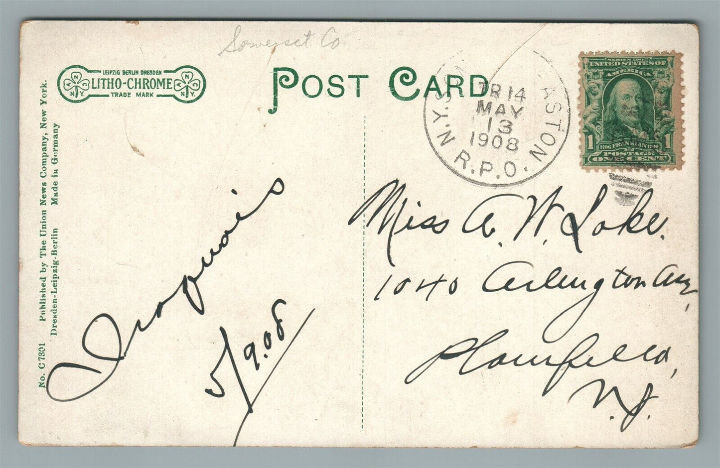BOUND BROOK NJ HAMILTON STREET ANTIQUE POSTCARD