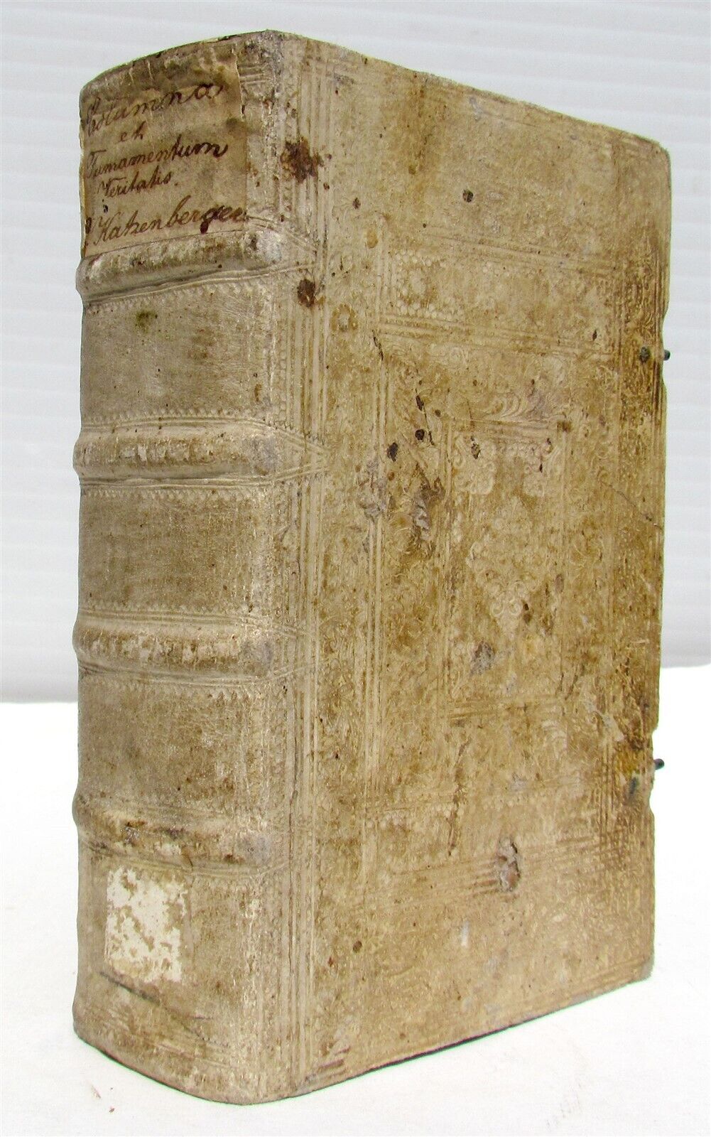 1738 COLUMNA et FIRMAMENTUM VERITATIS antique PIGSKIN BOUND in LATIN