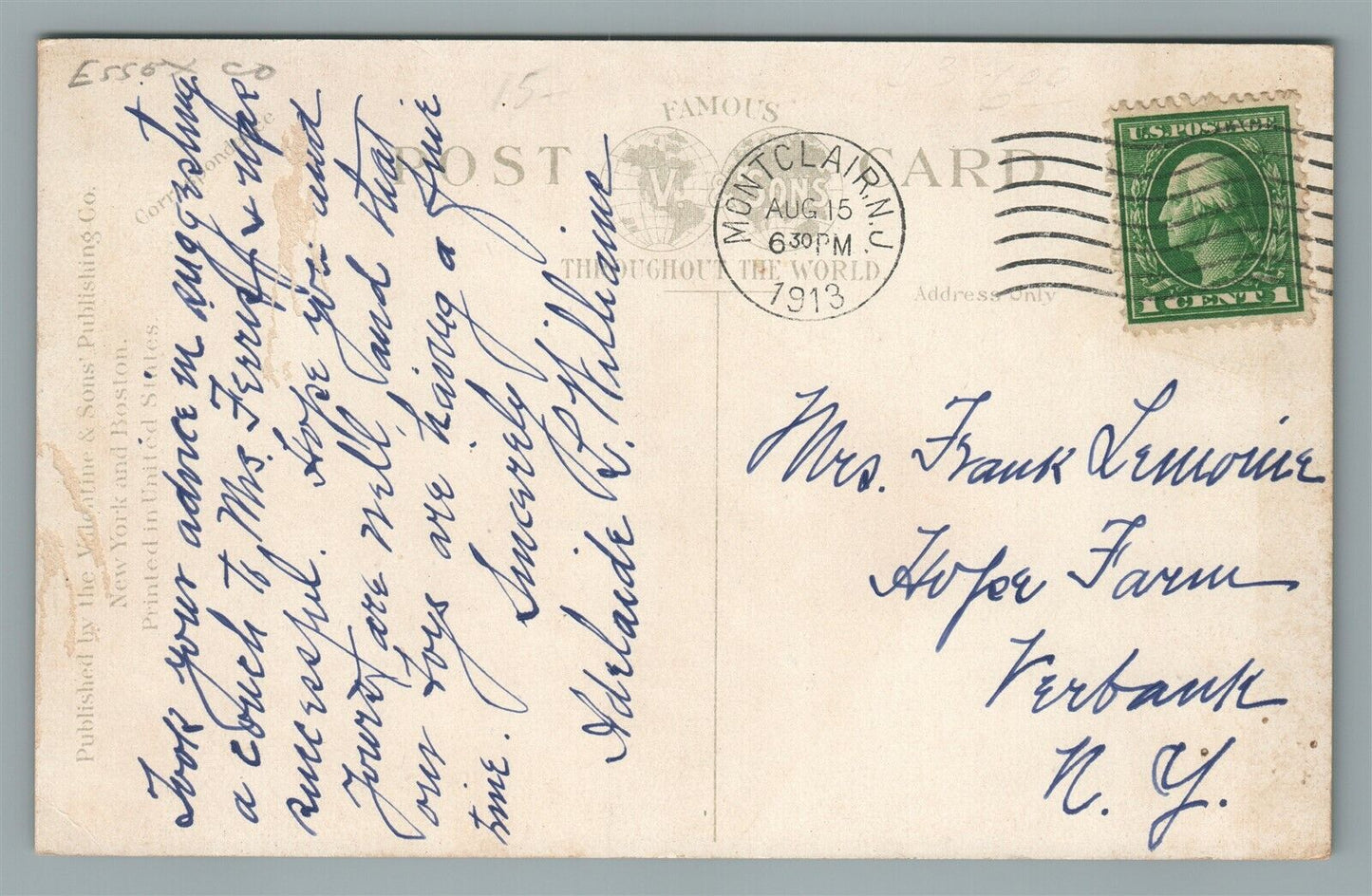 MONTCLAIR NJ GATES AVE. ANTIQUE POSTCARD