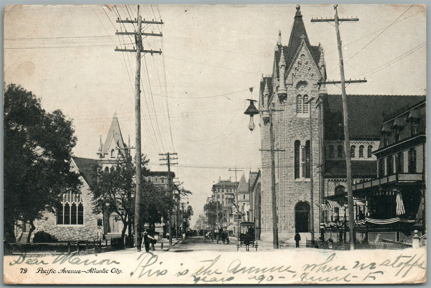 ATLANTIC CITY NJ PACIFIC AVENUE ANTIQUE POSTCARD