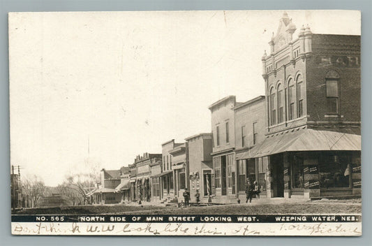 WEEPING WATER NE MAIN STREET ANTIQUE REAL PHOTO POSTCARD RPPC