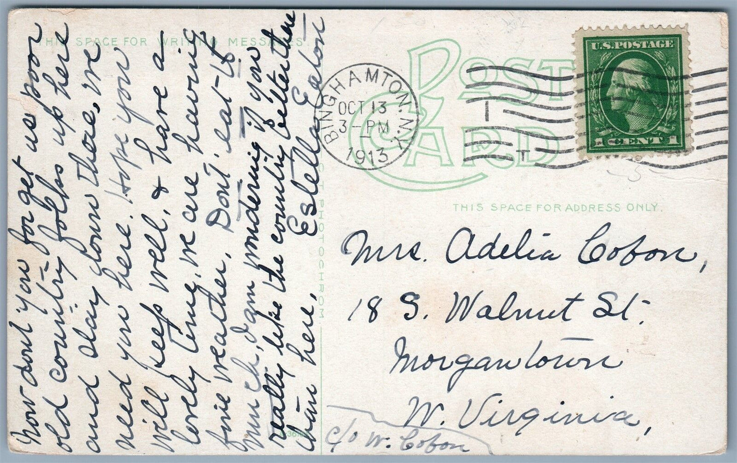 BINGHAMPTON NY CENTRAL FIRE STATION 1913 ANTIQUE POSTCARD