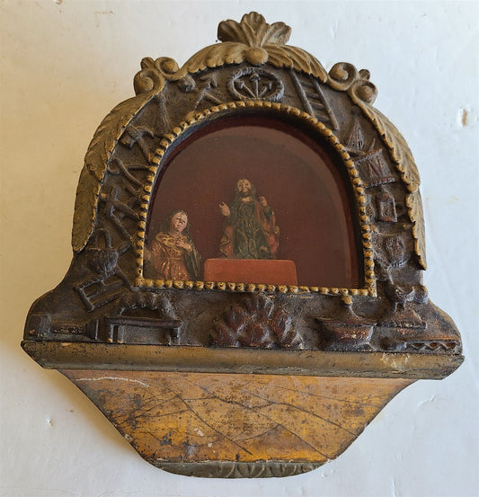 19th CENTURY or EARLIER SOUTH AMERICAN RELIGIOUS DISPLAY antique RARE