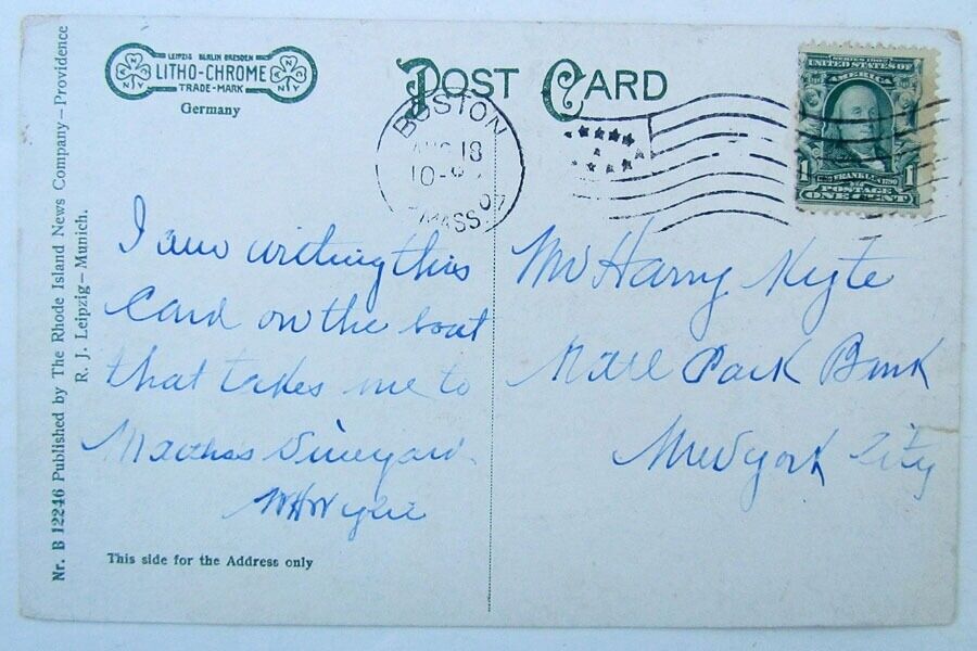 VINTAGE 1907 POSTCARD N.Y.N.H. & H.R.R. STATION NEW BEDFORD MA railway railroad