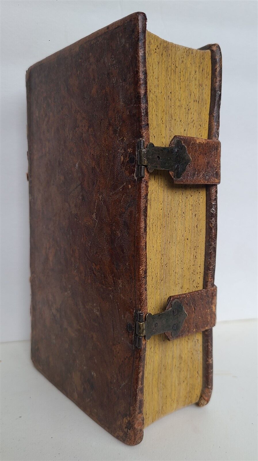 1831 HYMNS BOOK in GERMAN LEATHER BOUND w/ CLASPS antique AMERICANA Philadelphia