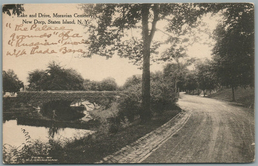 STATEN ISLAND NY MORAVIAN CEMETERY NEW DORP ANTIQUE POSTCARD