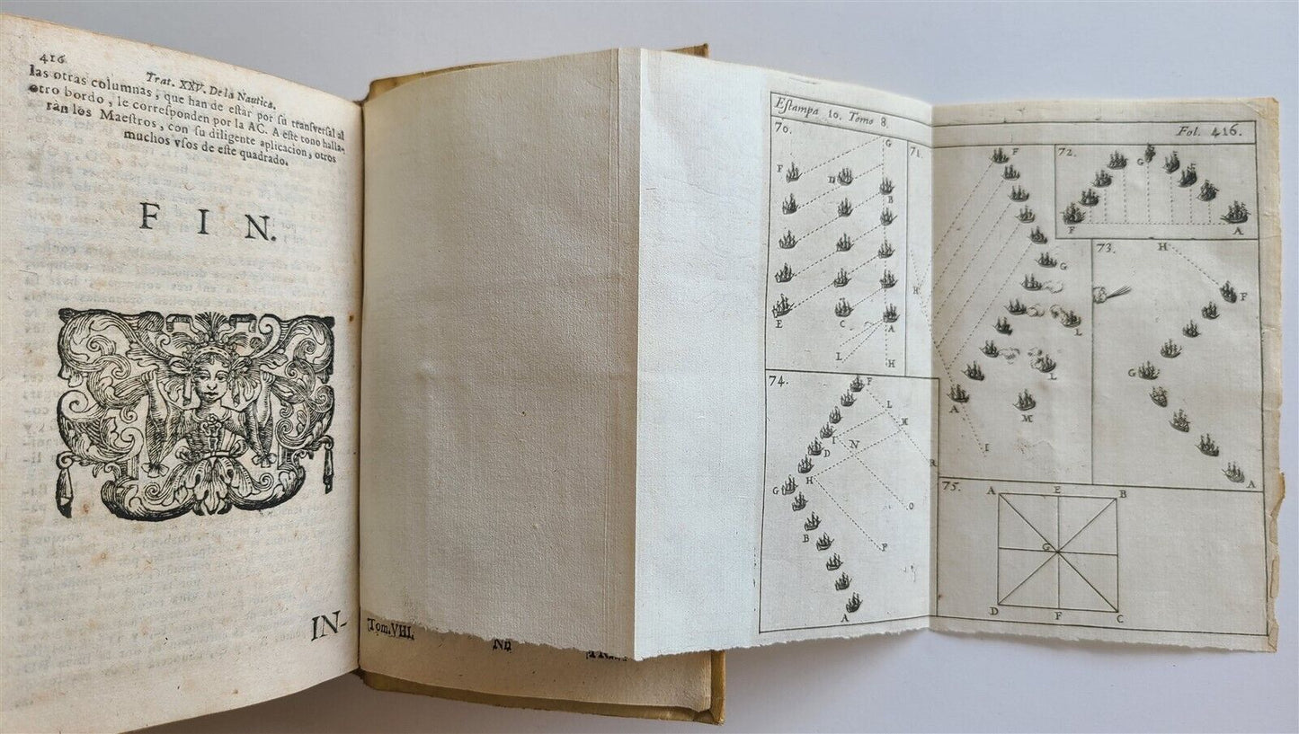 1727 MATHEMATICS in SPANISH Compendio mathematico antique ASTRONOMY GEOGRAPHY