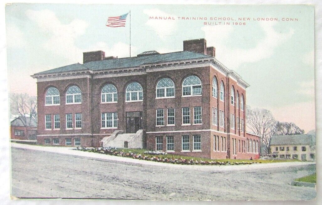 MANUAL TRAINING SCHOOL NEW LONDON CONN. ANTIQUE 1912 POSTCARD CT