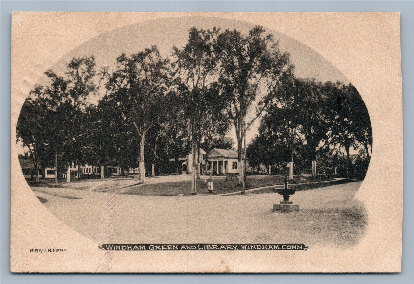 WINDHAM CT GREEN & LIBRARY ANTIQUE POSTCARD