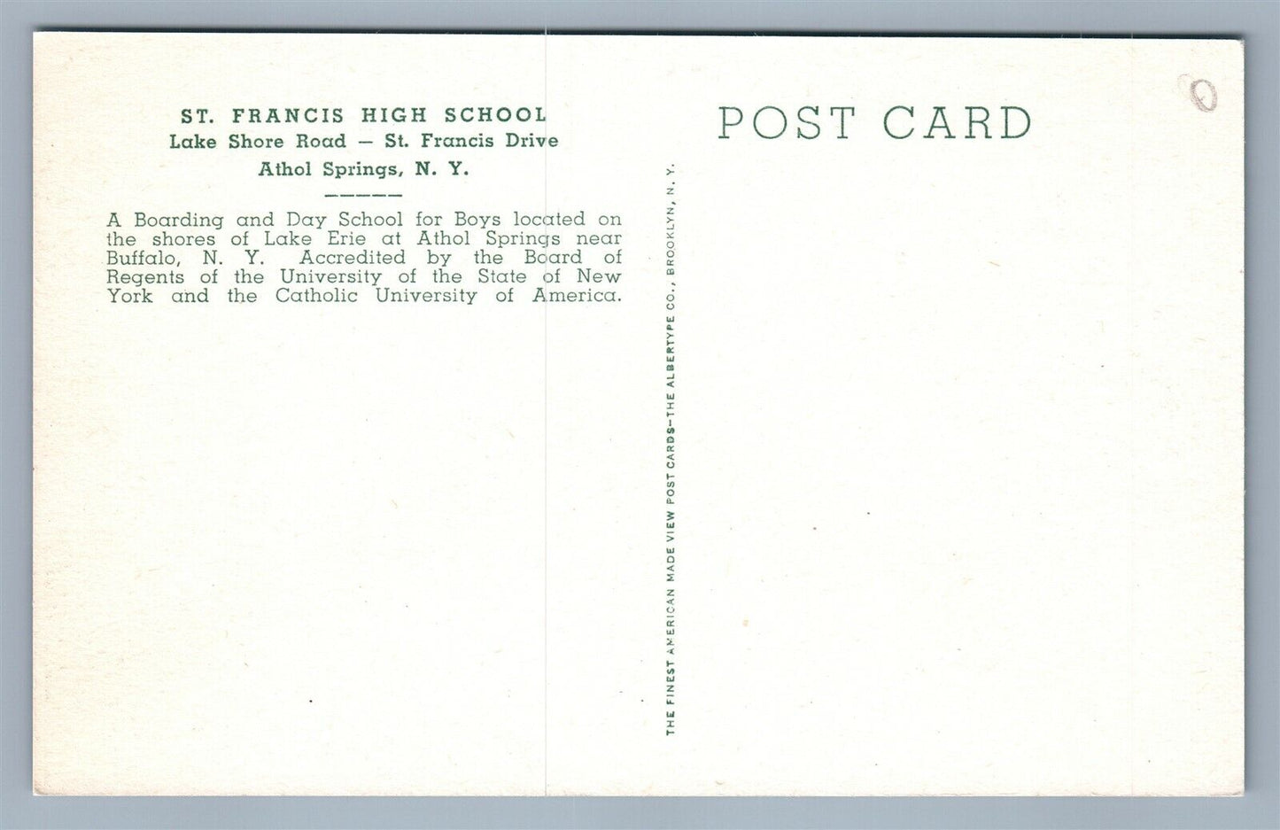 ATHOL SPRINGS NY ST.FRANCIS HIGH SCHOOL ANTIQUE POSTCARD