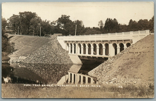 LINCOLNVILLE BEACH ME DUCK TRAP BRIDGE VINTAGE REAL PHOTO POSTCARD RPPC