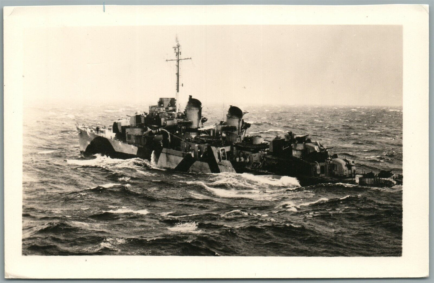 MILITARY SHIP USS WEDDERBURN ANTIQUE REAL PHOTO POSTCARD RPPC