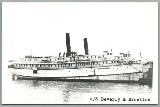 STEAMSHIP SS BEVERLY & BROCKTON VINTAGE REAL PHOTO POSTCARD RPPC