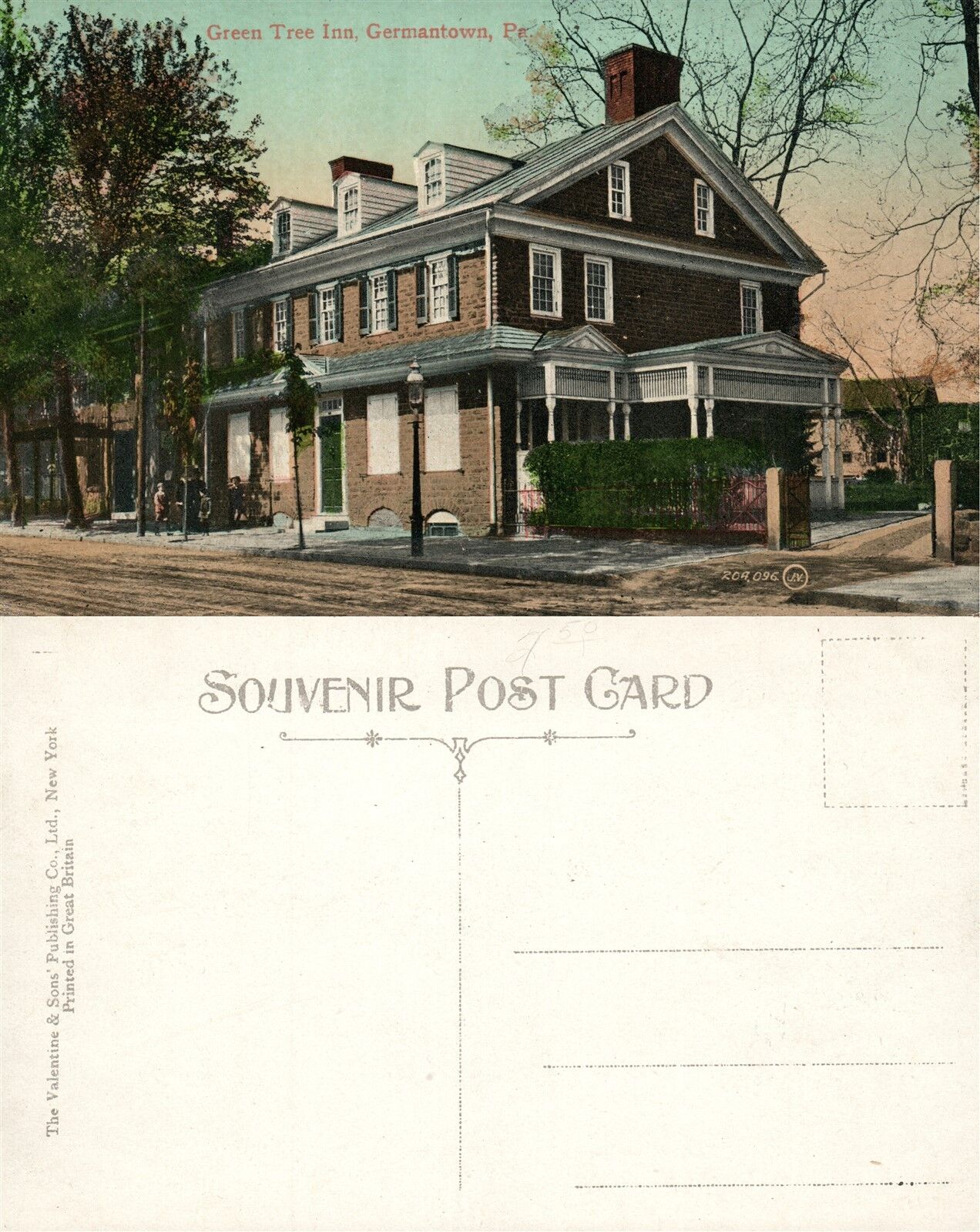 GERMANTOWN PA GREEN TREE INN HOTEL ANTIQUE POSTCARD