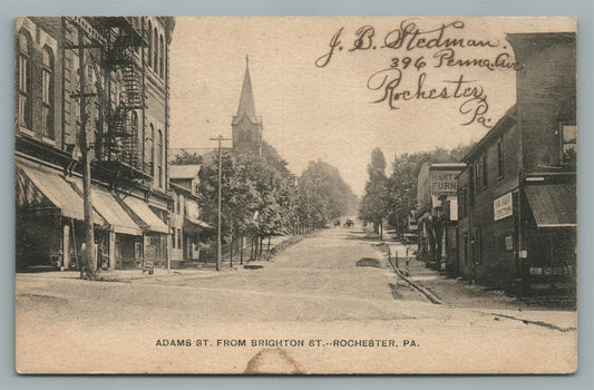 ROCHESTER PA ADAMS ST. FROM BRIGHTON STREET ANTIQUE POSTCARD