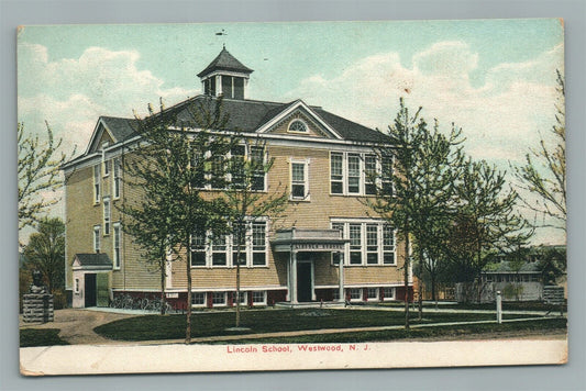 WESTWOOD NJ LINCOLN SCHOOL ANTIQUE POSTCARD