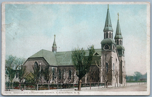 ALBUQUERQUE N.M. IMMACULATE CONCEPTION CHURCH ANTIQUE POSTCARD