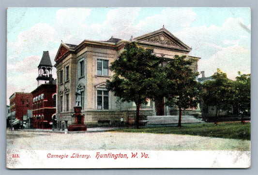 HUNTINGTON W.Va CARNEGIE LIBRARY ANTIQUE POSTCARD