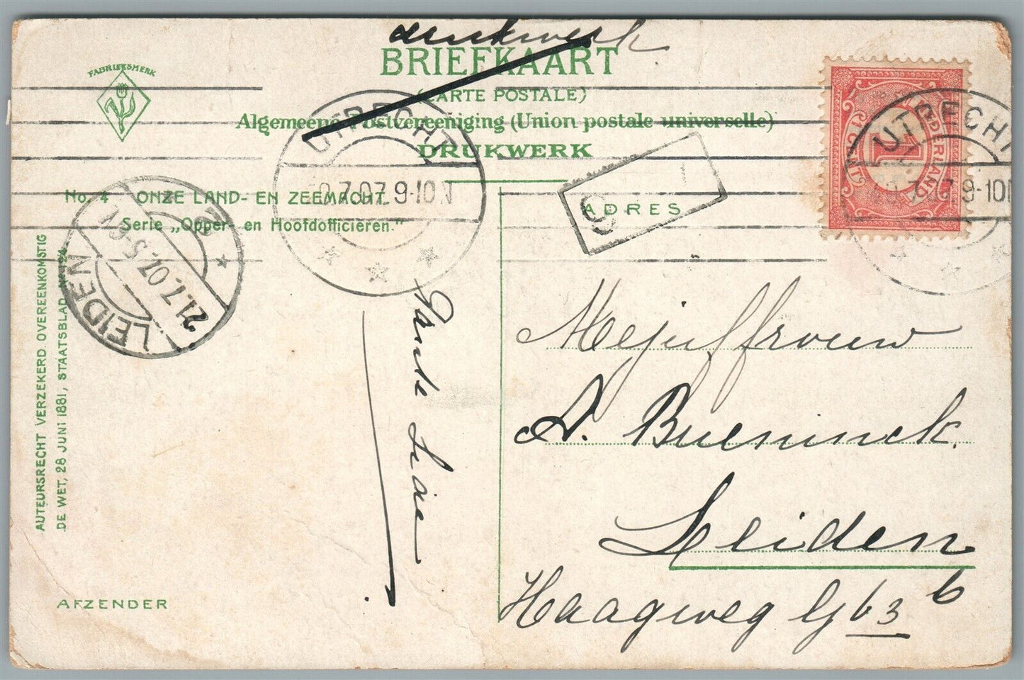 NETHERLANDS MILITARY AUTOMOBILE ANTIQUE CAR POSTCARD