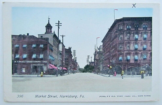 VINTAGE UNDIVIDED POSTCARD MARKET STREET HARRISBURG PA