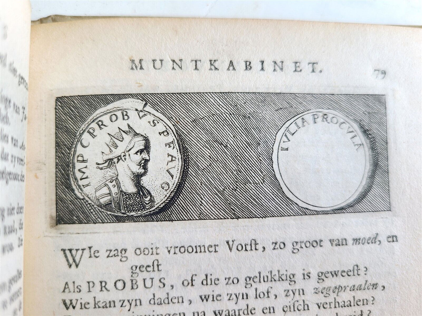 1695 NETHERLANDS NUMISMATICS antique VELLUM BINDING ILLUSTRATED