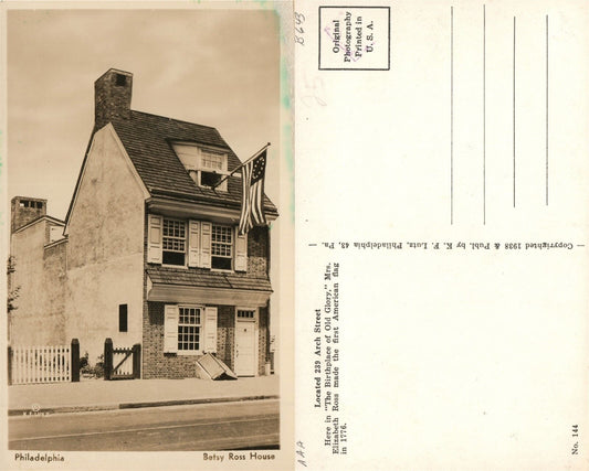 PHILADELPHIA PA BETSY ROSS HOUSE ANTIQUE REAL PHOTO POSTCARD RPPC