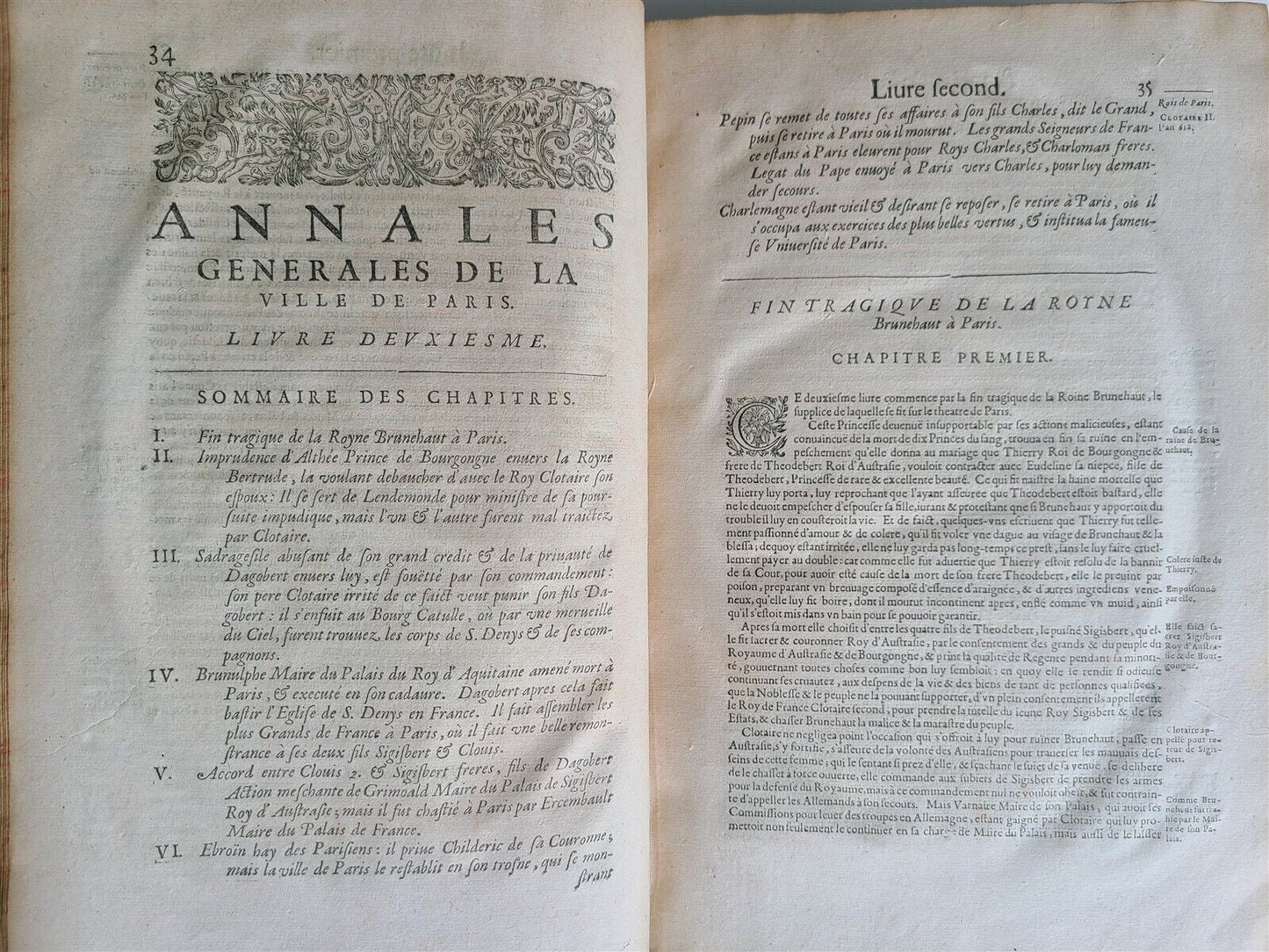 1640 HISTORY of PARIS antique FOLIO Les annales generales de la ville de Paris