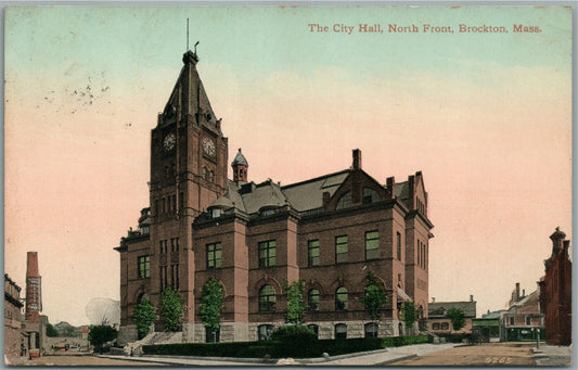 BROCKTON MA CITY HALL ANTIQUE POSTCARD