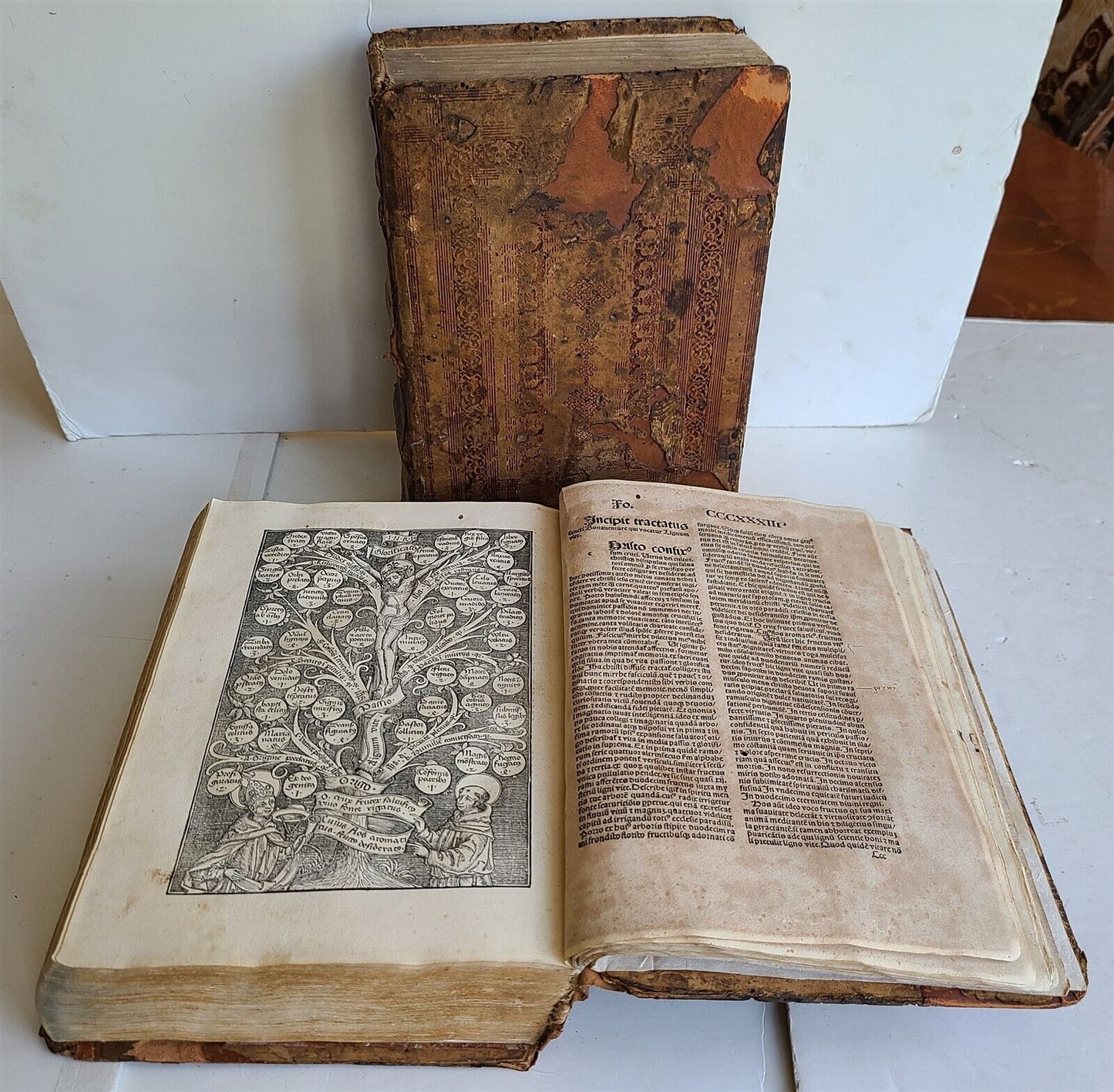 1495 INCUNABULA 2 VOLUMES SET BONAVENTURE antique ILLUSTRATED FOLIOS incunable