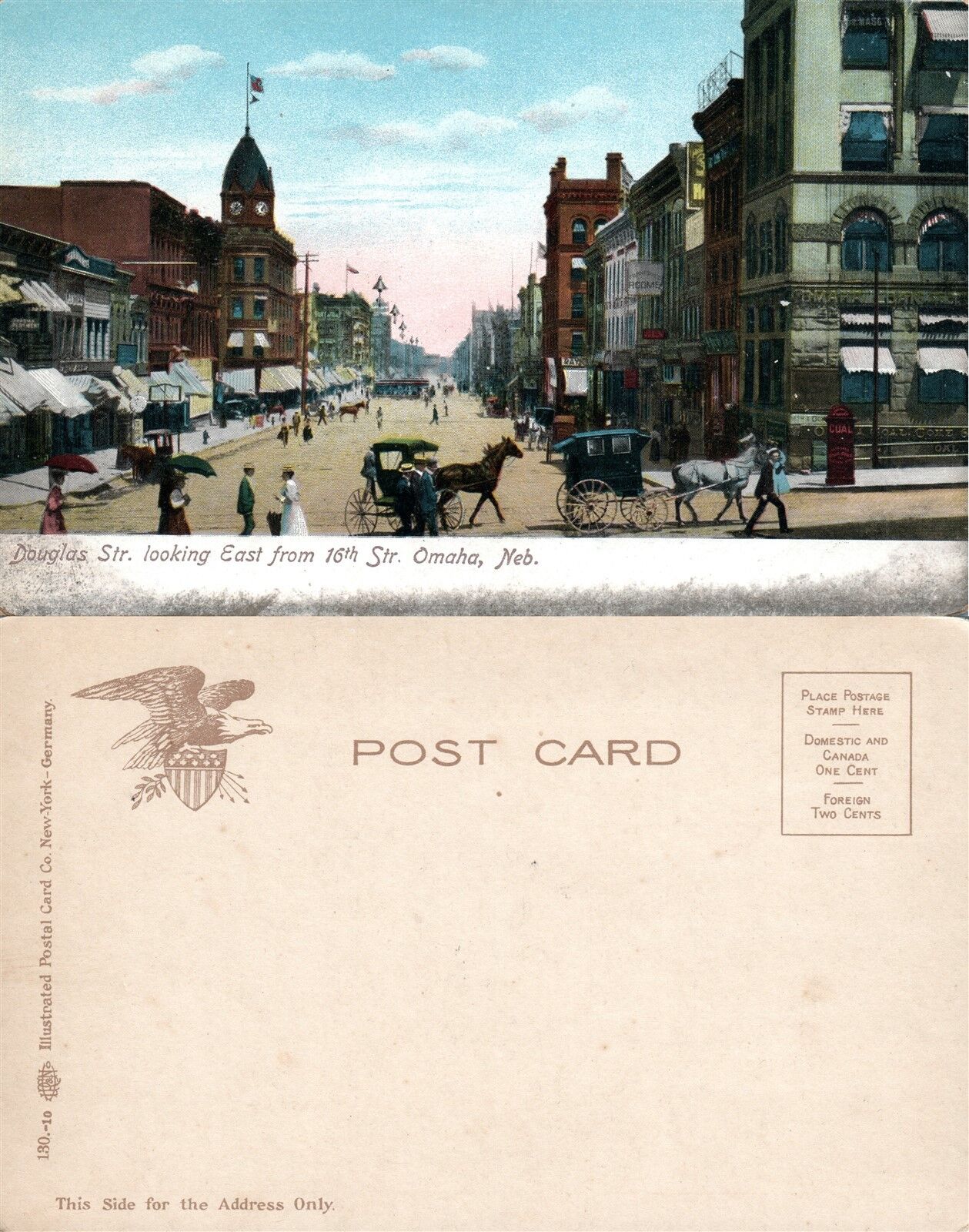 OMAHA NE DOUGLAS STREET UNDIVIDED ANTIQUE POSTCARD