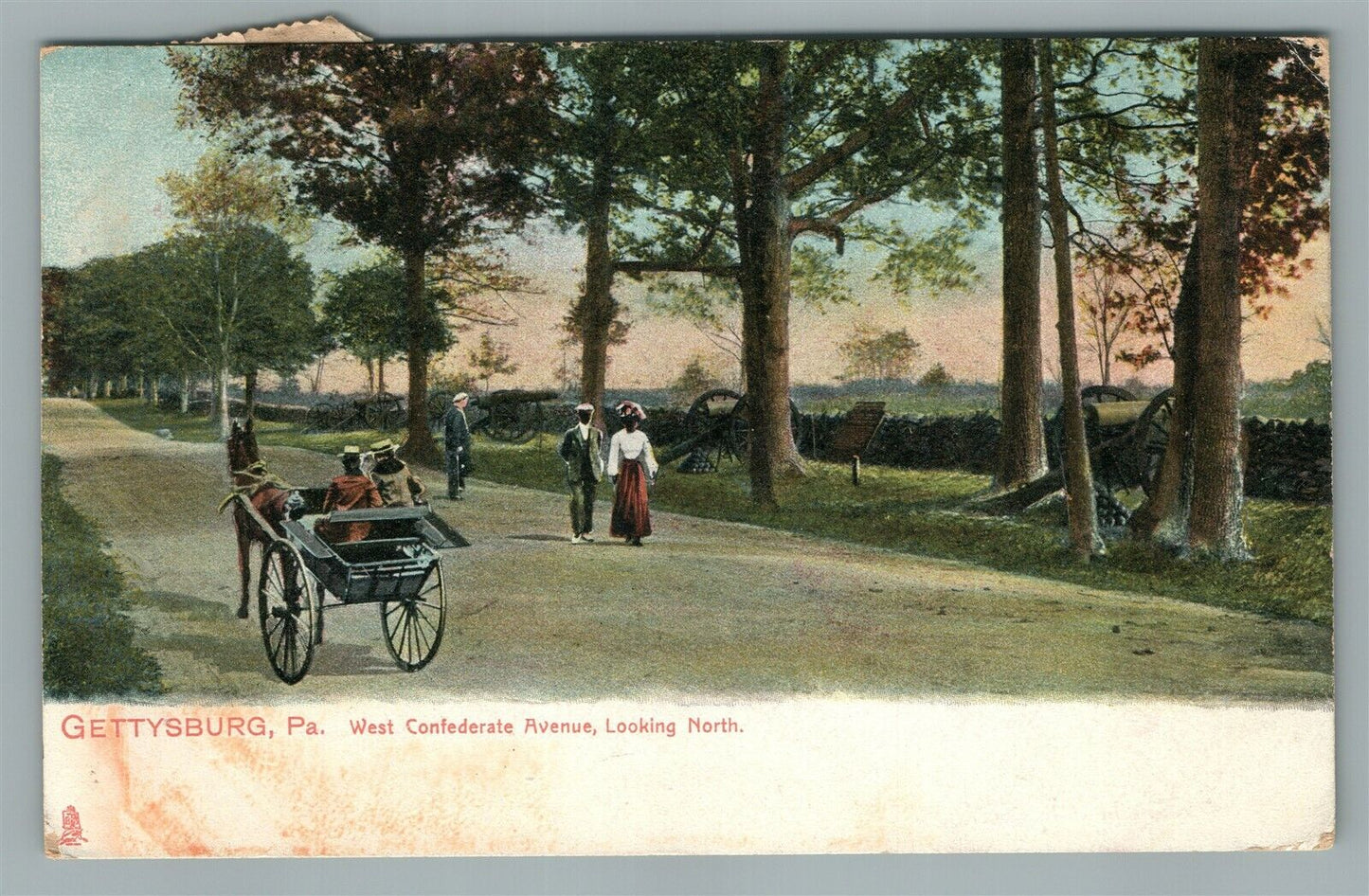 GETTYSBURG PA WEST CONFEDERATE AVENUE ANTIQUE POSTCARD
