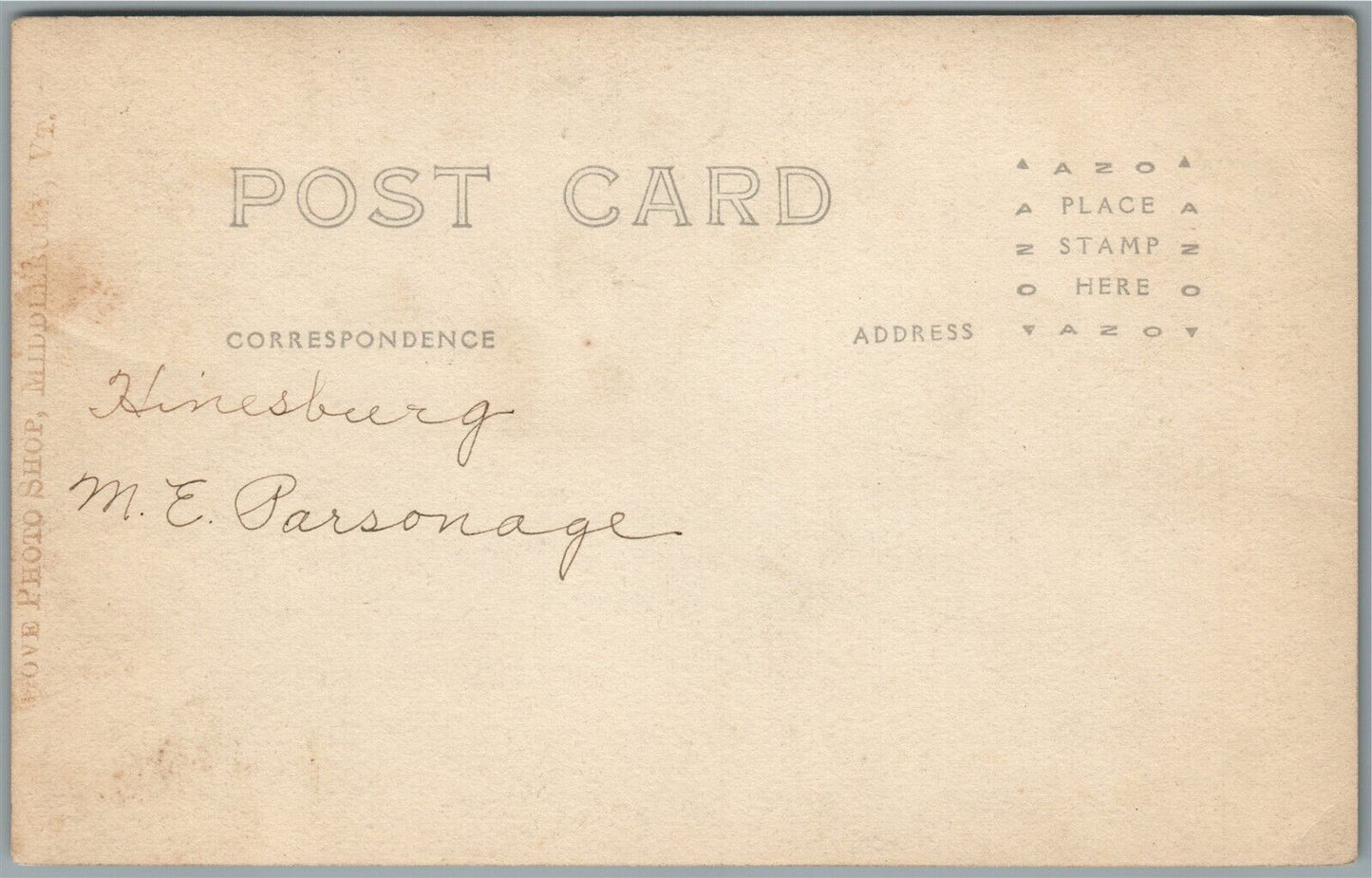 HINESBURG VT MAIN STREET ANTIQUE REAL PHOTO POSTCARD RPPC