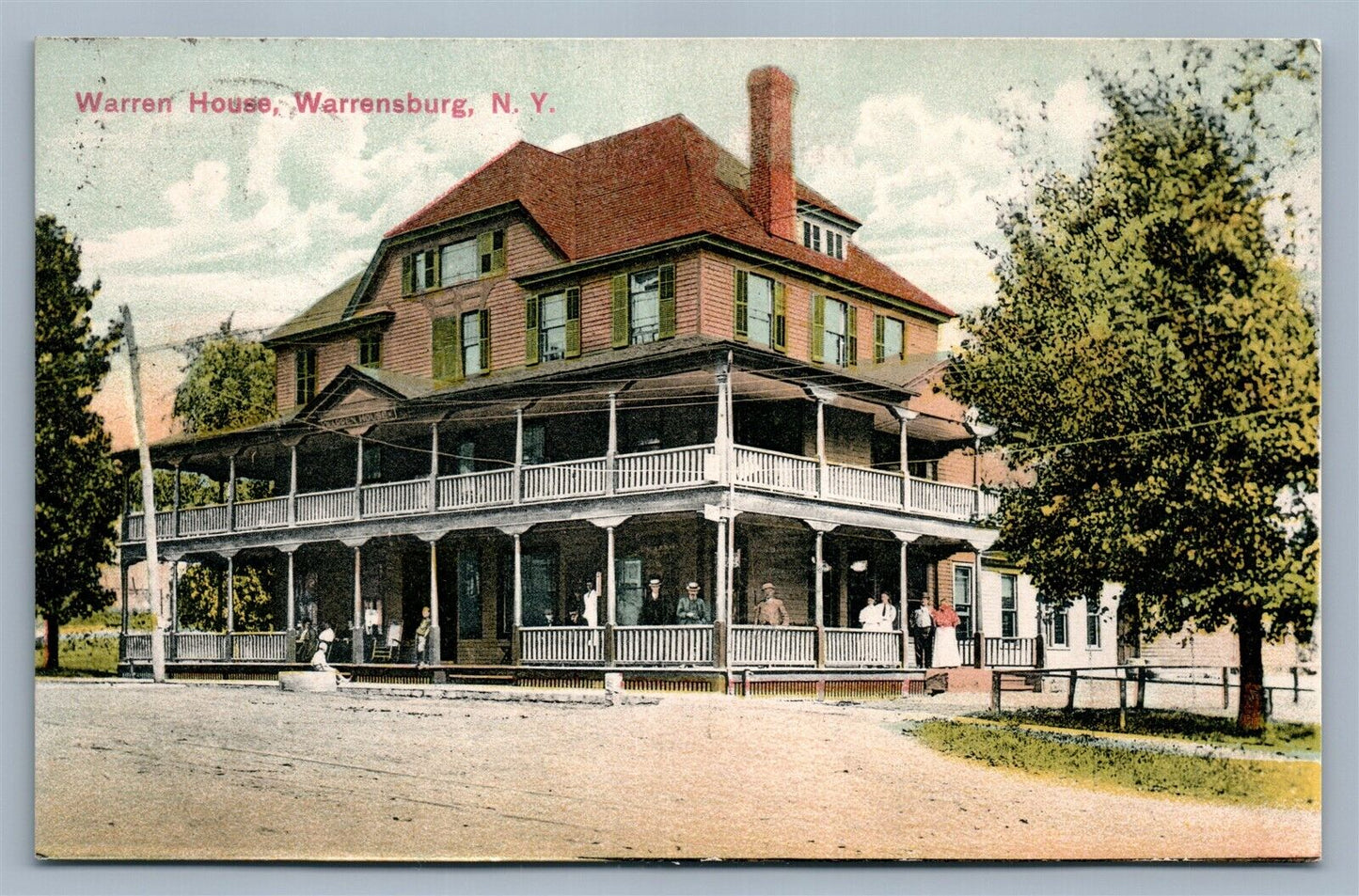 WARRENSBURG NY WARREN HOUSE ANTIQUE POSTCARD