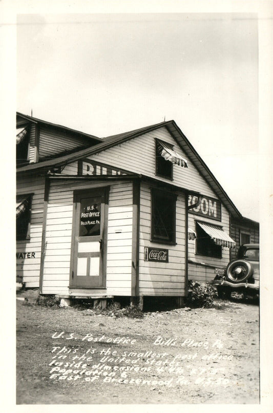 BILL'S PLACE PA POST OFFICE VINTAGE REAL PHOTO POSTCARD RPPC