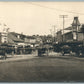 TOWN MARKET SCENE w/ horse wagons ANTIQUE REAL PHOTO POSTCARD RPPC