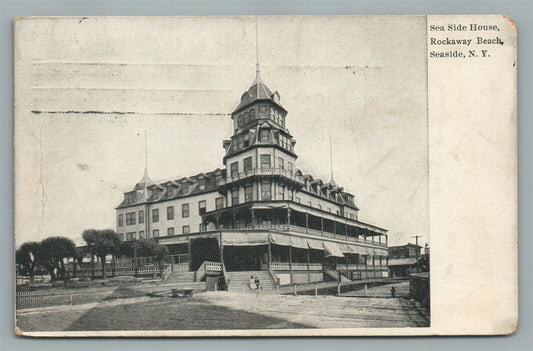 SEASIDE NY SEA SIDE HOUSE ROCKAWAY BEACH ANTIQUE POSTCARD