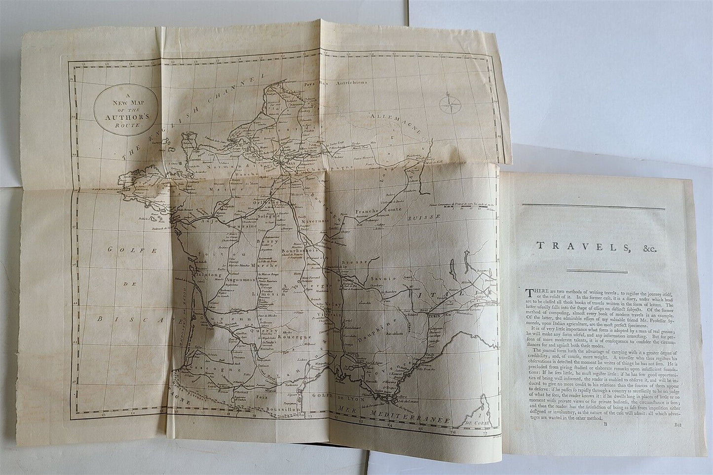 1794 TRAVELS in KINGDOM of FRANCE antique 2 VOLUMES ILLUSTRATED w/ MAPS