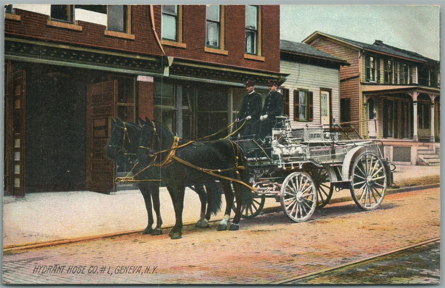 GENEVA NY FIRE COMPANY ANTIQUE POSTCARD