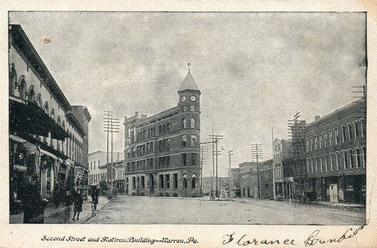 WARREN PA SECOND STREET 1909 ANTIQUE POSTCARD