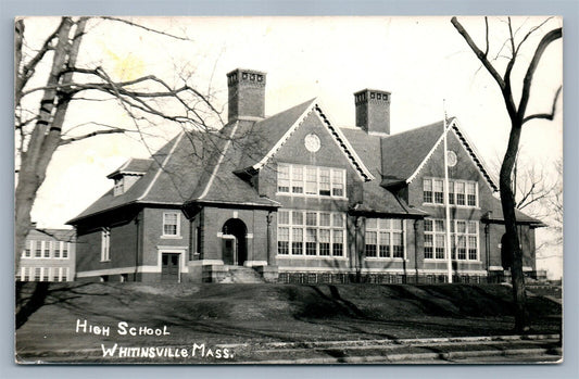 WHITINSVILLE MA HIGH SCHOOL VINTAGE REAL PHOTO POSTCARD RPPC