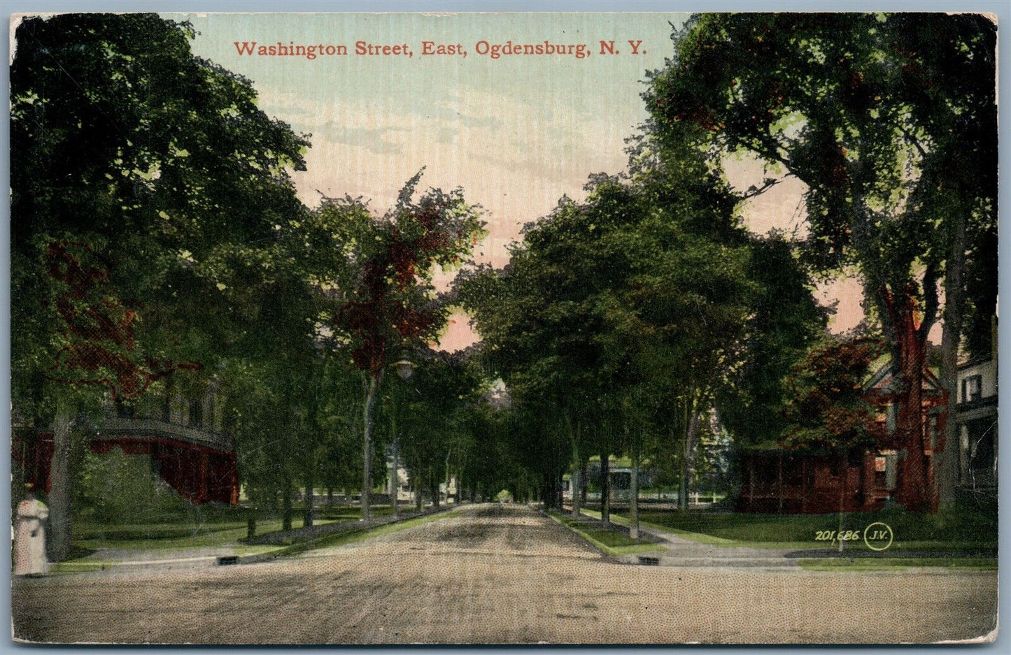 OGDENSBURG NY WASHINGTON STREET ANTIQUE POSTCARD
